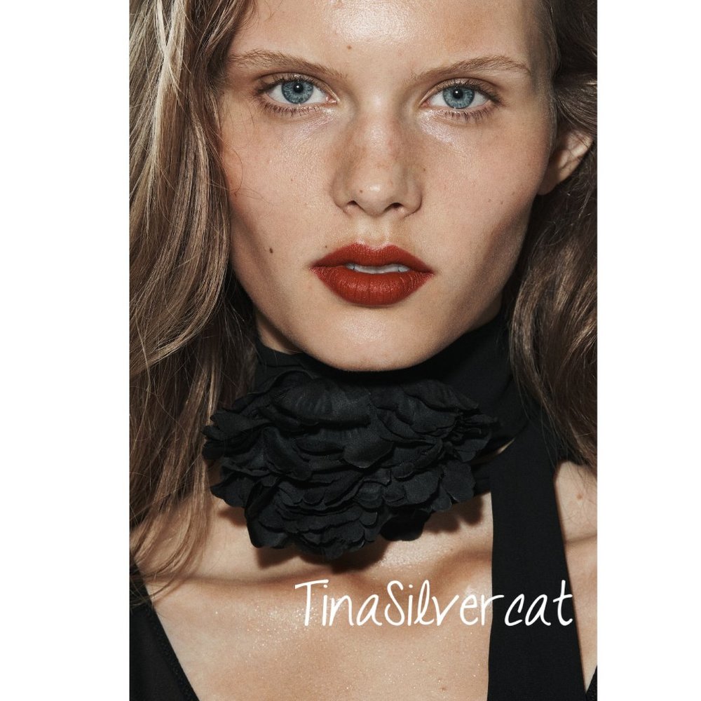 Zara Flower Scarf Black NWT